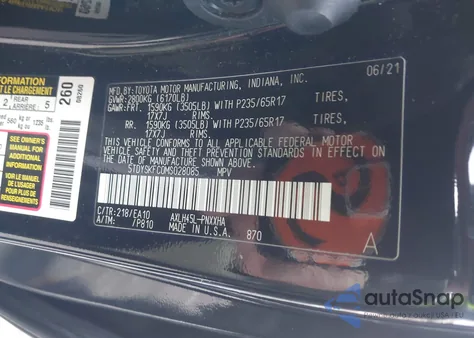 2021 Toyota Sienna Xle z USA, uszkodzony, nr VIN 5TDYSKFC0MS028085